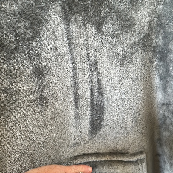 Gray Oversized Blanket Hoodie Sweatshirt Sherpa Fleece Long Sleeve - Picture 5 of 13